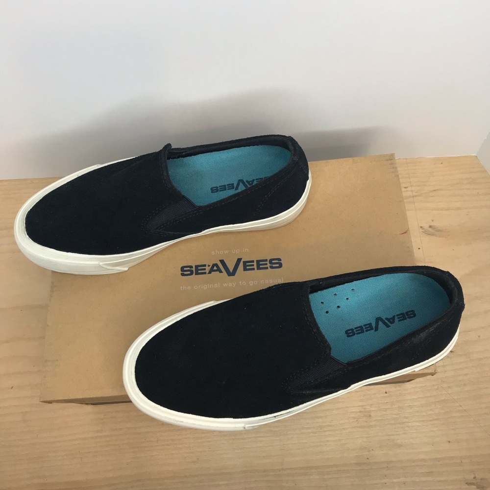 SeaVees Baja Slip On Platform in Black Suede